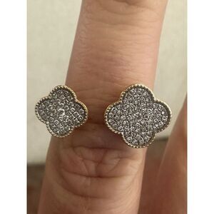 Effy 14K Solid Gold Diamond Clover Open Ring Milgrain